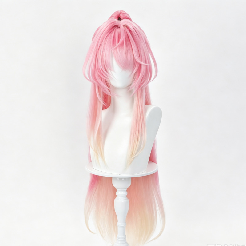 Anime Cosplay Pink - Aemeath Wig Wuthering Waves Pink Ponytail