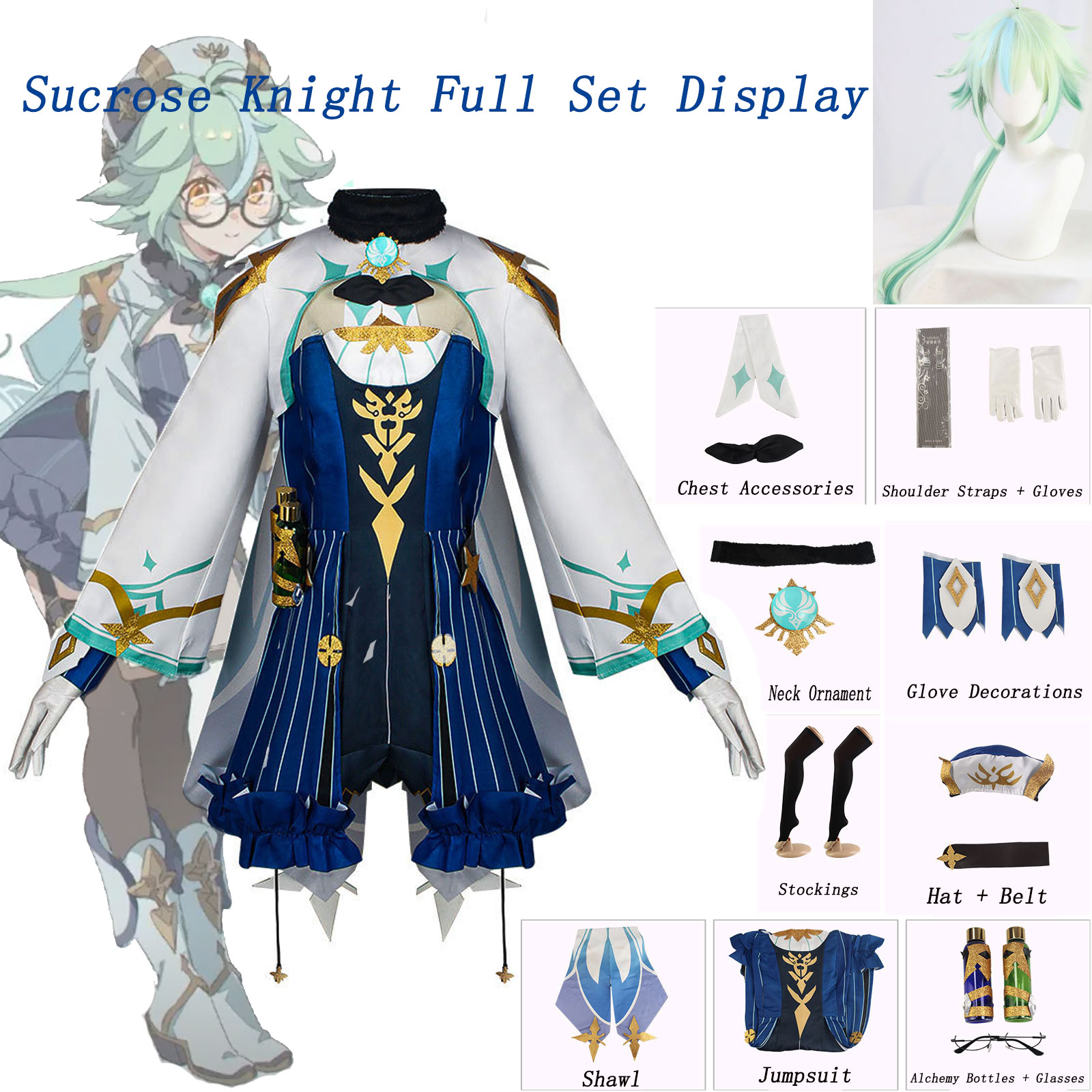 Genshin Impact Sucrose Knight  - огляд і ціна Anime Cosplay Glasses